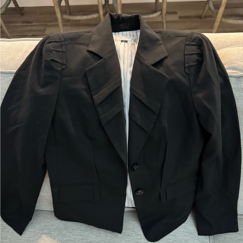 Tahari Black Women's Blazer with Ruffled Lapel